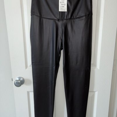 OTOS Activewear Leggings Womens Faux Leather Ankle Brown Size Large NWT